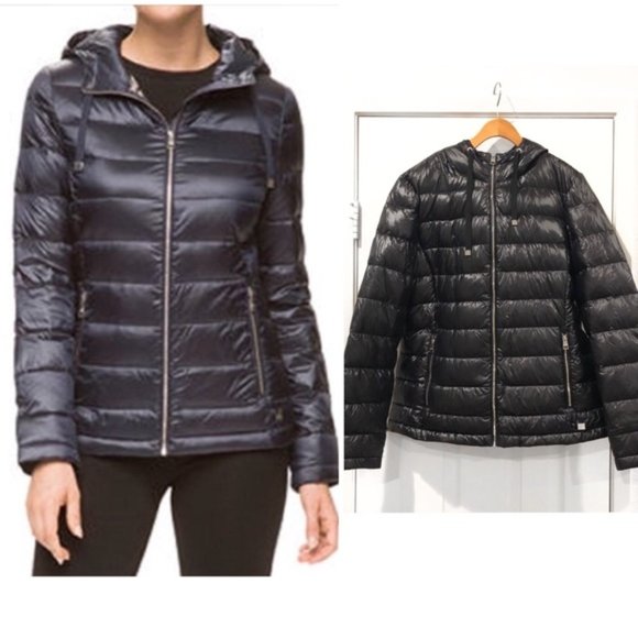 Andrew Marc Black Packable Down Puffer Jacket Size Medium Like New - Picture 5 of 12